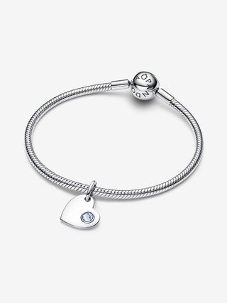 Charm Pendente Cuore con Pietra Azzura Marzo da incidere