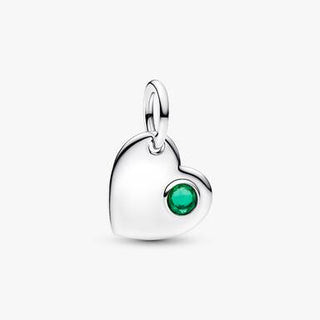 Charm Pendente Cuore con Pietra Verde Scuro Maggio da incidere