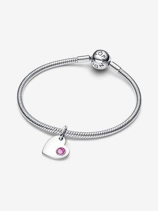 Charm Pendente Cuore con Pietra Rosa Scuro Ottobre da incidere