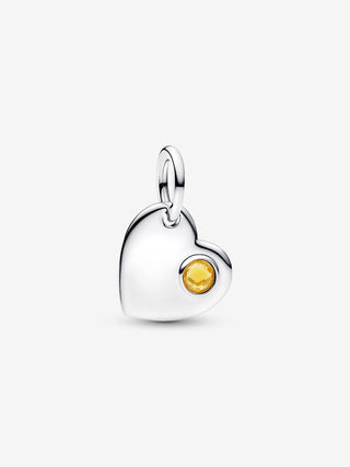 Charm Pendente Cuore con Pietra Miele Novembre da incidere