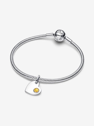 Charm Pendente Cuore con Pietra Miele Novembre da incidere