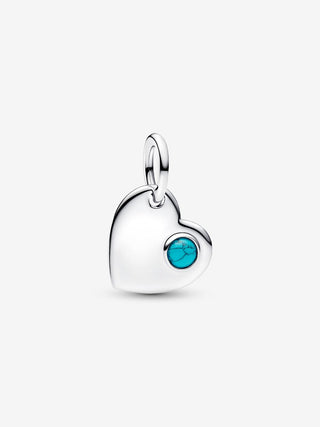 Charm Pendente Cuore con Pietra Turchese Dicembre da incidere