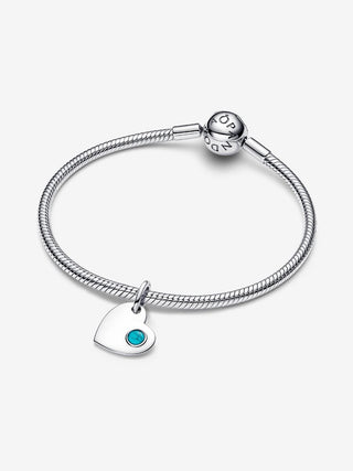 Charm Pendente Cuore con Pietra Turchese Dicembre da incidere