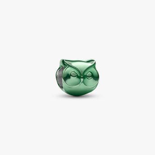 Mini Charm Gufo effetto metallico verde