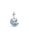Charm Pendente Disney Stitch e La Luna in Argento Sterling con Smalto Fluorescente al Buio