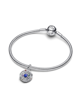 Charm Pendente Sfera Armillare Arg. Sterling, Lapislazzuli d'Imit., Cristalli Gialli, Blu, Viola, Rossi, Zirc. Cubica