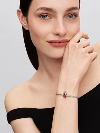Charm Bevanda Pan di Zenzero Arg. Sterling, Madreperla Sint. Bioresina, Zirc. Cubica Rossa, Cristallo Verde, Smalto