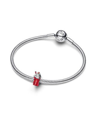 Charm Bevanda Pan di Zenzero Arg. Sterling, Madreperla Sint. Bioresina, Zirc. Cubica Rossa, Cristallo Verde, Smalto