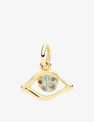 Charm Occhio In Oro 9K E Zaffiri