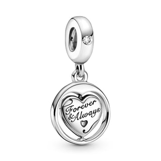 Pandora Charm pendente girevole anima gemella forever & always