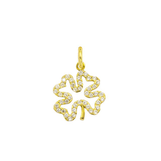 9kt Gold and Zircon Four-leaf Clover Charm