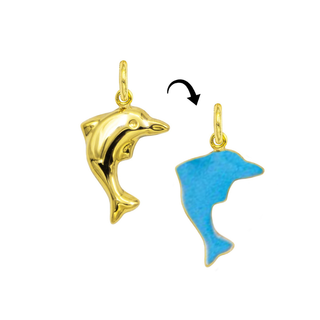9kt Gold and Blue Enamel Dolphin Charm