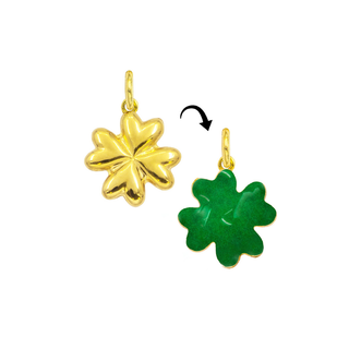 Charm Quadrifoglio in Oro 9 Kt e Smalto Verde