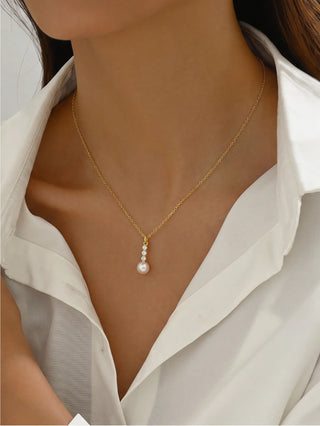 Collana Perla in Oro 9 Kt e Zirconi