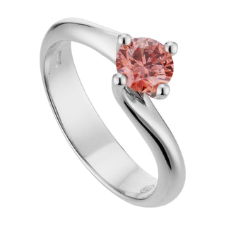 Anello Solitario Argento 925 Diamante Lab Grown Ct.0,20 Rosa