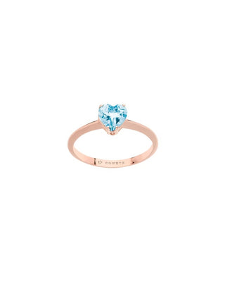 Anello In Oro Rosè 18KT. Topazio Azzurro Taglio Cuore 6X6 Ct.1,02