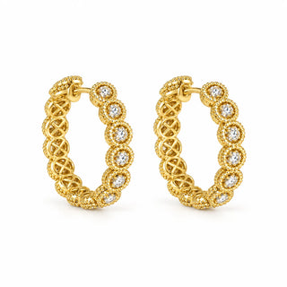 Orecchini Traforo Fiorentino 18 kt e Diamanti 0,18 ct