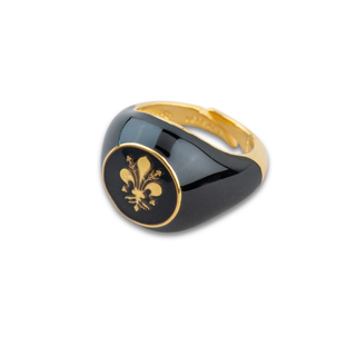 Black Florentine Lily Chevalier Ring