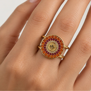 Anello Cocktail Zirconi Arancio Viola Crystal