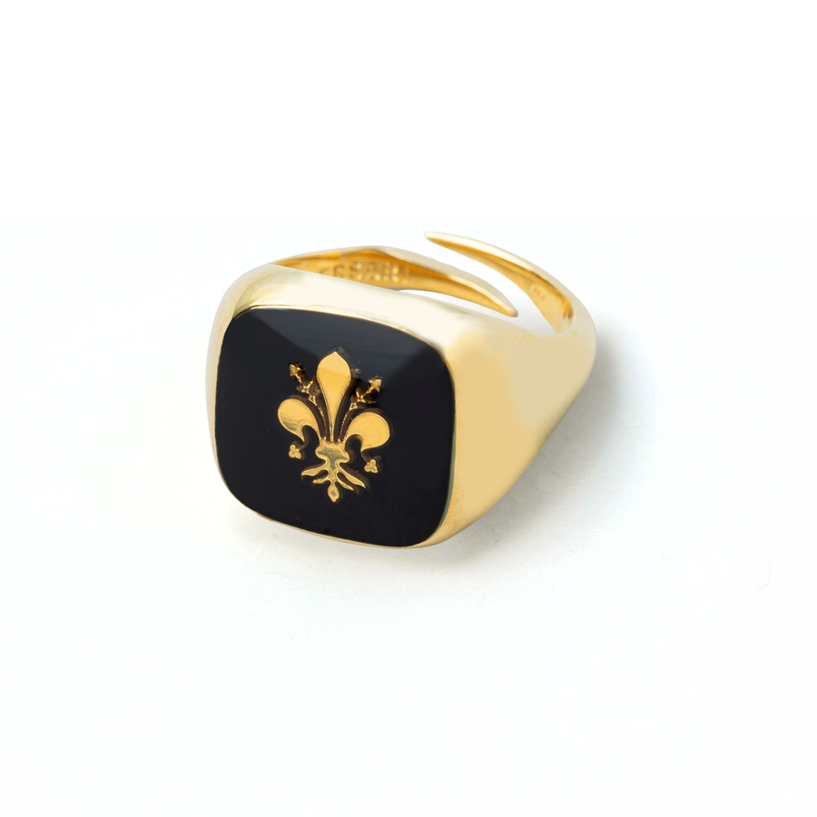 Anello Square Nero Giglio Di Firenze