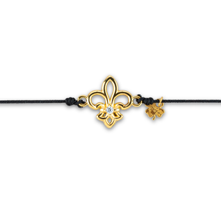 Bracciale Cordino Nero Giglio Firenze Filo Argento