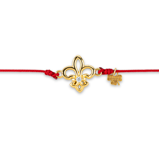 Bracciale Cordino Rosso Giglio Firenze Filo Argento
