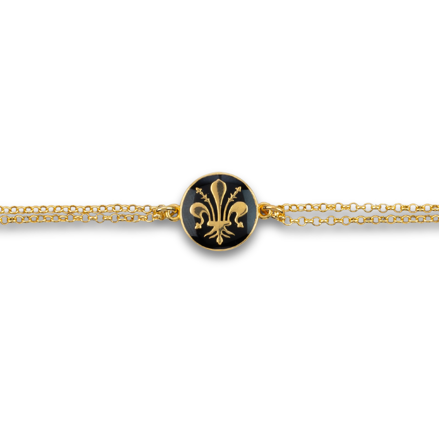 Bracciale Piastrina Giglio Di Firenze Nero