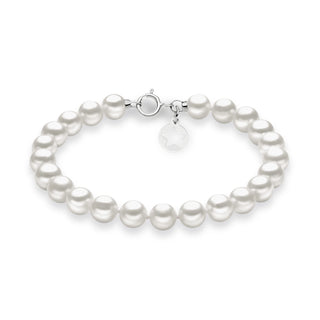 Bracciale In Oro Bianco 18 KT Perle Coltivate  7/7,5 Charm Stella