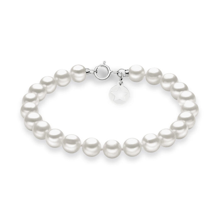 Bracciale in Oro Bianco 18 kt Perle e Charm Stella-Gioielleria-Comete-18 cm variante 1-Armando Poggi