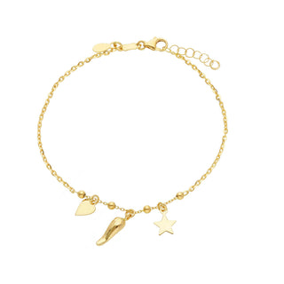 Bracciale Pendenti Cuore Stella Corno-Gioielleria-Armando Poggi Gold-Bracciale Pendenti Cuore Stella Corno-Armando Poggi