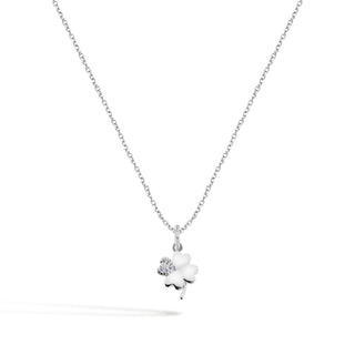 9kt Gold and Zircon Four-Leaf Clover Necklace
