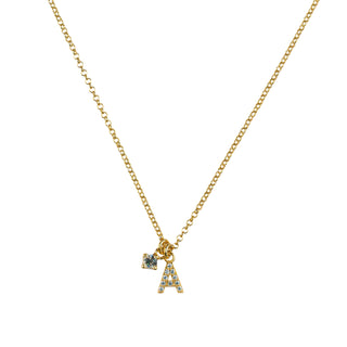 B Initial Necklace Pave C/Petit