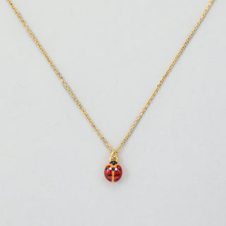 Collana in Argento placcato Oro Coccinella smaltata