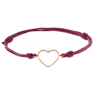 Cord Bracelet With Large Heart On Thread