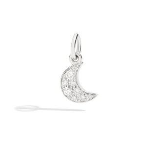 Ciondolo Luna Oro Bianco & Diamanti Bianchi