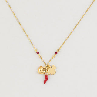 Collana Ciuffetto Cornetto/Cuore Bombato