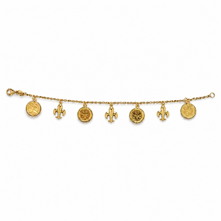Bracciale Oro 18 Kt con Gigli e Fiorini pendenti