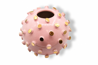 Ball Vase Gold Logs Green Background