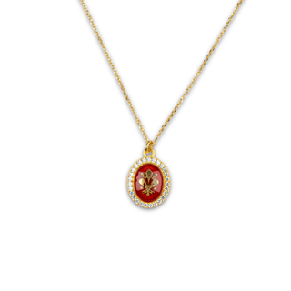 Mignon Red Lily Of Florence Oval Necklace