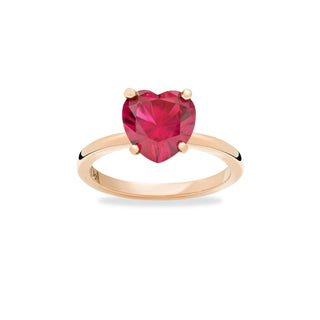 Anello Cuore Oro Rosa 9K rubino