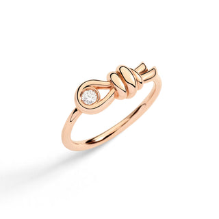 9K Rose Gold Knot Ring White Diamond