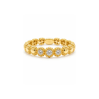 Anello Traforo Fiorentino Oro 18 kt e 3 Diamanti 0,11 ct Mis 12