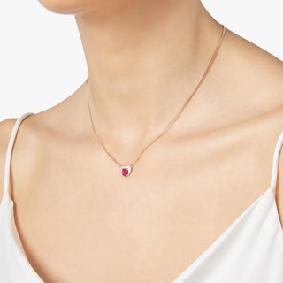 Heart Necklace Earring 9K Ruby White Diamonds