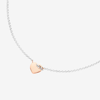 T-Bar Heart Necklace Silver and 9K Rose Gold