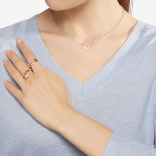 T-Bar Heart Necklace Silver and 9K Rose Gold