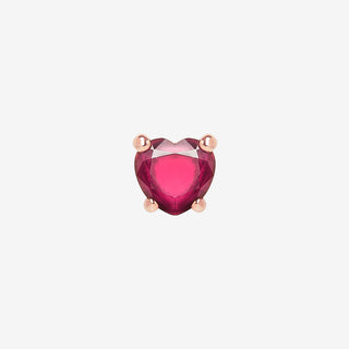 Orecchino Cuore Oro Rosa 9K rubino sintetico