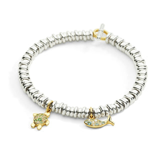 Charm Ciondolo Pesce Oro Giallo 18K Diamanti Bianchi E Topazi Swiss