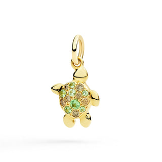 Charm Ciondolo Tartaruga Marina Oro Giallo 18K Diamanti  & Tzavorite