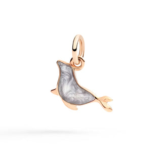 Charm Seal Earring 9K Grey Pearl Enamel