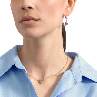 Charm Octopus Earring 9K Purple Pearl Enamel